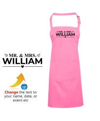 Mr.&Mrs. William Custom Text Name Heart Couple Goals Printed Unisex Adult Couple Apron